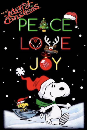 Тапет Snoopy Коледна Мир Любовь Радост