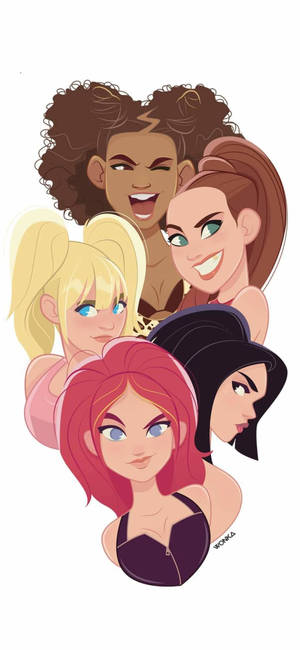 Spice Girls карикатурно изкуство тапет за телефон — Pixel 9 Pro Тапет