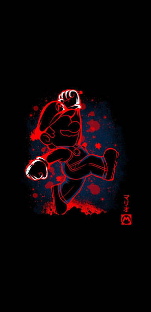 AMOLED тапет на Super Mario в червен очертание и черен фон.