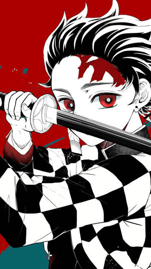Tanjiro от Demon Slayer – илюстрация за телефон — 鬼灭之刃 Тапет