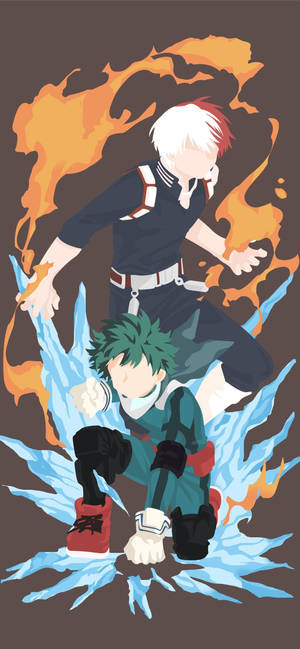 Тапет Todobakudeku Изуку и Шото изкуство — iPhone 15 Pro Тапет