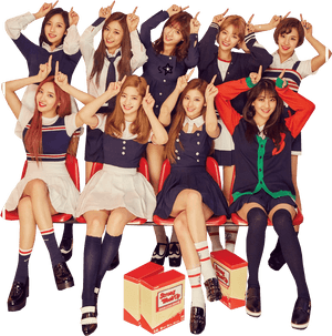 Twice Kpop група в училищни униформи