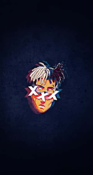 XXXTentacion Bad с Glitch ефект — Тъмносиня естетика Тапет