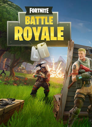 Fortnite battle royale с двама мъже, които се бият с оръжията си, тапет.