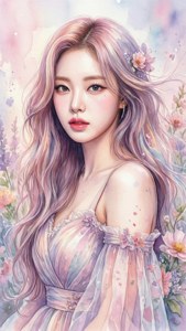 Нежна акварелна картина на Kpop идол с флорални елементи. — Kpop GIF Тапет