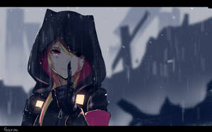 Тапет с аниме момиче с качулка от Girls' Frontline — Мила аниме момиче Тапет