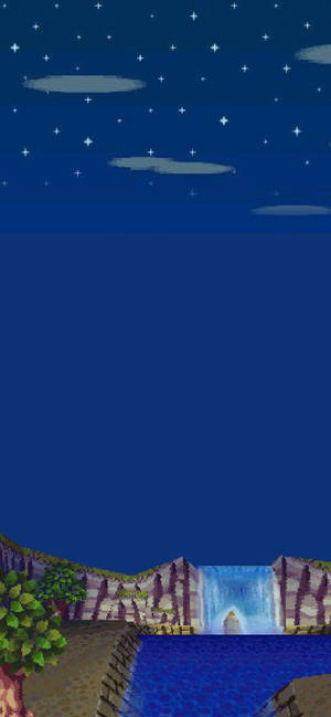 Красив HD тапет на нощно небе от Animal Crossing — iPhone 13 Mini Тапет
