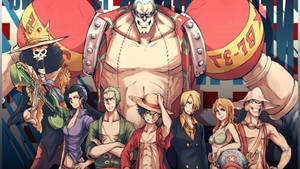 Красив фен арт на екипажа на сламената шапка в One Piece тапет.