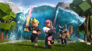 Готина Roblox сцена с бягане от вълни — Roblox Тапет