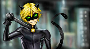 Тапет с дигитална рисунка на Черния котарак — Котка Тапет