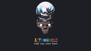 Хладен естетичен Astroworld тапет с удивителен арт земен череп дизайн. — iMac Тапет