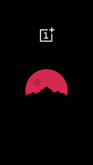 AMOLED тапет на розова луна и логотип OnePlus на черен фон.
