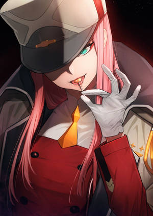 Zero Two портрет държаща близалка тапет — OnePlus Pad 3 Тапет