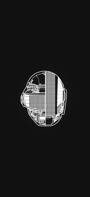 Тапет с Daft Punk с вътрешен изглед на каските съединени.