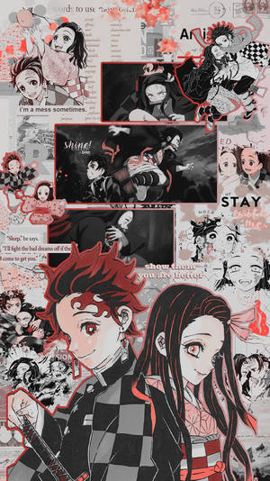 Естетичен колаж на Танджиро и Незуко — Demon slayer tanjiro Тапет
