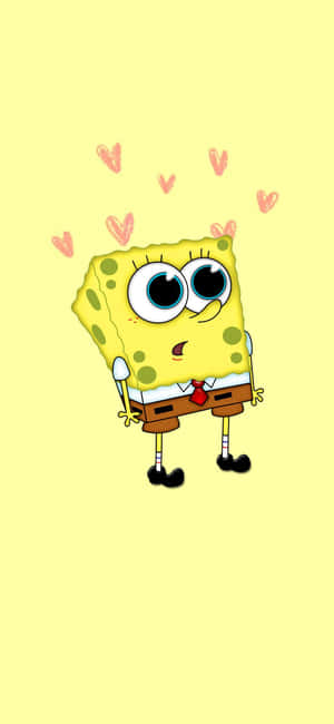 Естетичен SpongeBob с мини сърца — Oppo A6c Тапет