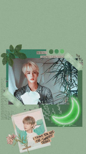 Зелена естетика BTS Jin — Bts естетика Тапет