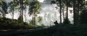 Ултрашироки горни визуализации от видеоиграта The Witcher 3 тапет.