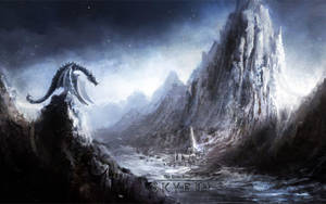 Тапет с дракон от The Elder Scroll V: Skyrim