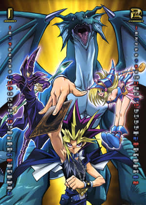 Легендарен Yugioh Тъмния маг в действие — iPhone Duo Тапет