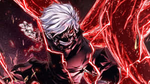 Маска момче Кенеки Аниме изкуство Червена енергия — Tokyo ghoul GIF Тапет