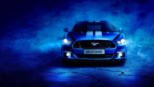 Тапет 4k на металносиня Ford Mustang