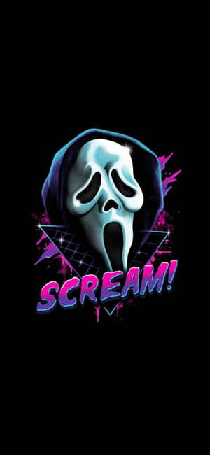 Минималистично сладкое привидение Ghostface на черен фон — Oppo A Тапет