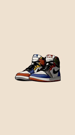 Многоцветни карикатурни обувки Nike — Готино iPhone Тапет