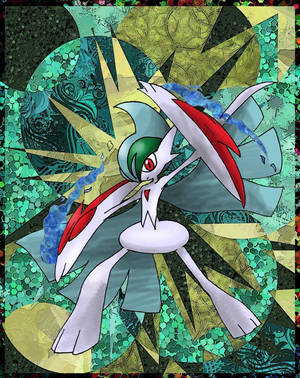 Мощен Gallade на фона от вибриращи абстрактни цветове — Покемон Тапет