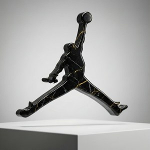 Луксозно 3D лого на Jordan от черен мрамор със златни вени, студийно осветление. — Galaxy Watch Тапет