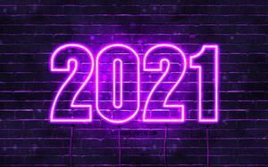 Неонова лилава новогодишна поздравителна картичка за 2021 г. — Неоново лилаво Тапет