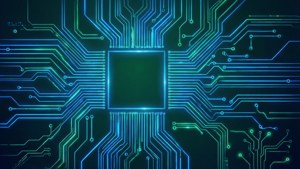 Светеща неонова синя платка — Неонова синя естетика Тапет