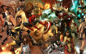 Marvel супергеройски герои в един фон.