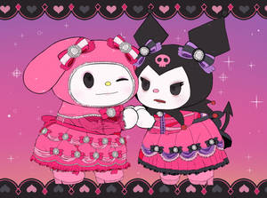 My Melody Kuromi в розови рокли