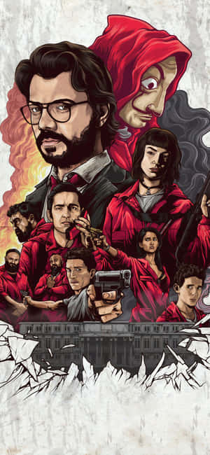 Постер с актьорски състав на Money Heist — Xiaomi 17 Ultra Тапет