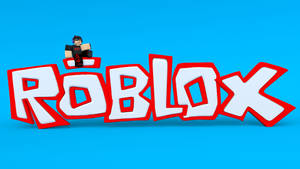 Готина 3D тапет на корицата на играта Roblox на син фон.