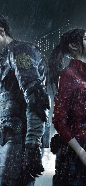 Resident Evil 2 Remake Леон Кенеди и Клер Редфийлд iPhone тапет