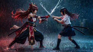 Екшън тапет с Рюко и Сацуки от Kill la Kill — Аниме двойка GIF Тапет