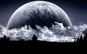 Galaxy Moon And Field Collide тапет — Галактика луна Тапет