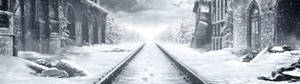 Тапет с сграда в снег от Metro Exodus — 32:9 Тапет