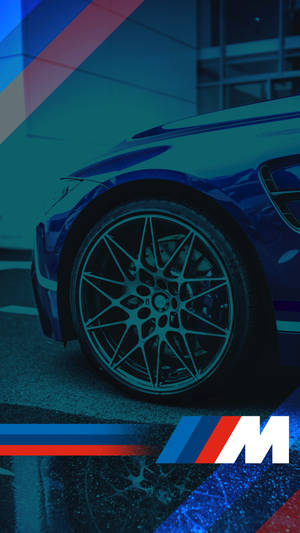 Син автомобилен джант с лого на BMW M — BMW Тапет