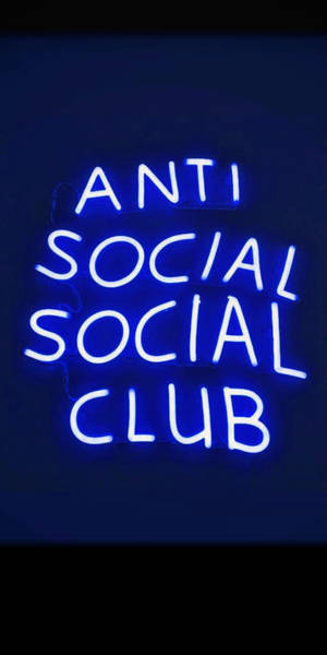 Син неонов надпис Anti Social Social Club — 18:9 Тапет