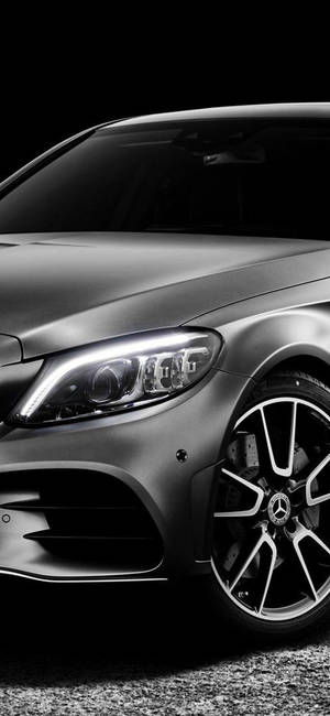 Сребрист Mercedes Benz фар iPhone — Samsung S23 Тапет