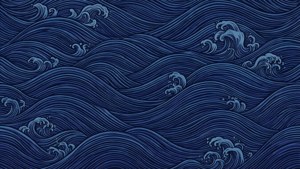 Японски тъмносин вълнов модел с индиго и кралско синь. — Тъмносиня естетика Тапет