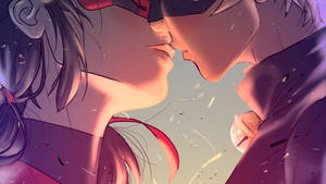 Тапет Супергерои Ladybug и Cat Noir се целуват