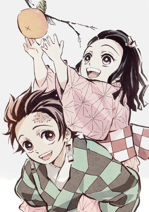 Танджиро и Недзуко вземат плод — Demon slayer tanjiro Тапет