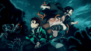 Танджиро и Недзуко се бият в защита — Demon slayer tanjiro Тапет