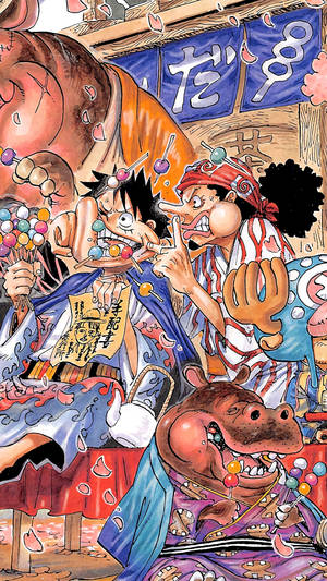 Телефон One Piece: Луфи и Усоп ядят данго