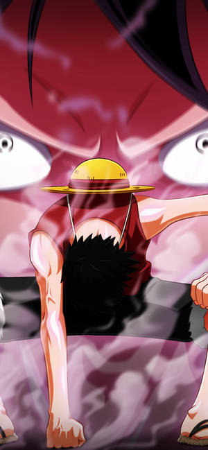 Уолпейпър за телефон с Луфи от One Piece, юмрук на земята