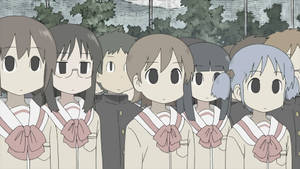 Ученици от Nichijou в приглушени цветове — Аниме лаптоп Тапет